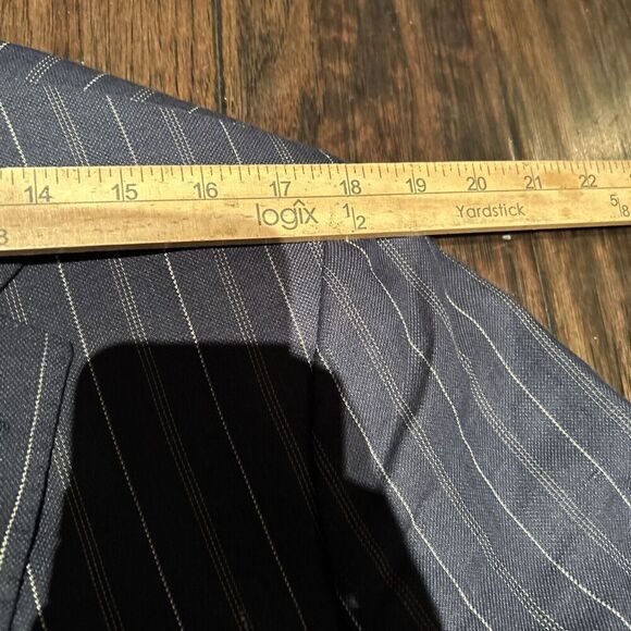 Polo Ralph Lauren Mens 40R Linen Wool Blue Pinstriped Blazer Made In Italy - Picture 9 of 10